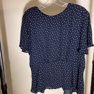 Loft | Peplum Top | 8 | Navy